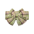 Forest green brown plaid woven cotton pet bow tie