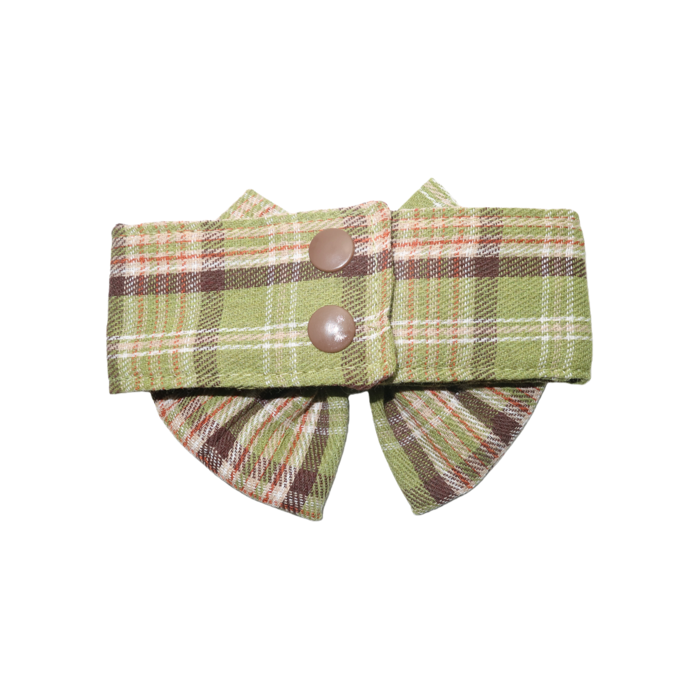 Forest green brown plaid woven cotton pet bow tie