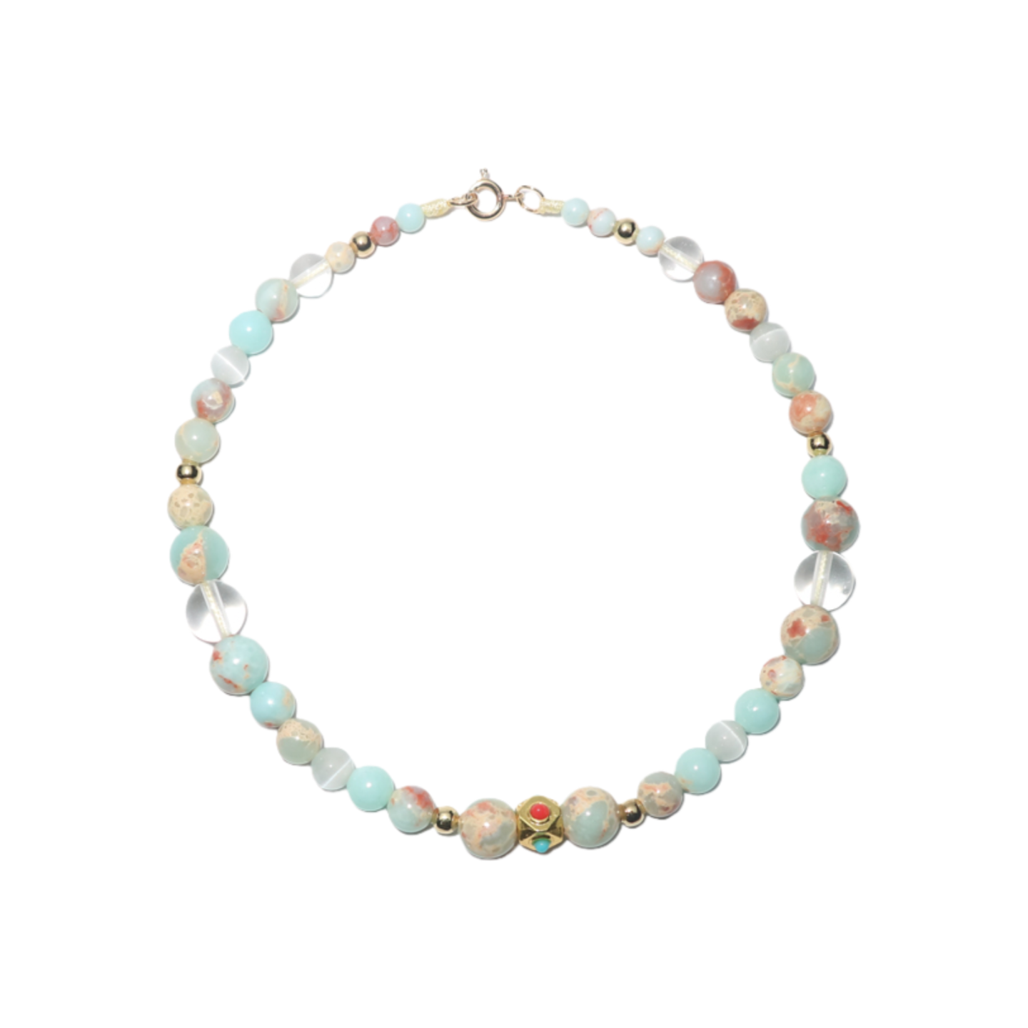 Pet Necklace Spring Stroll Colorful Natural Stone