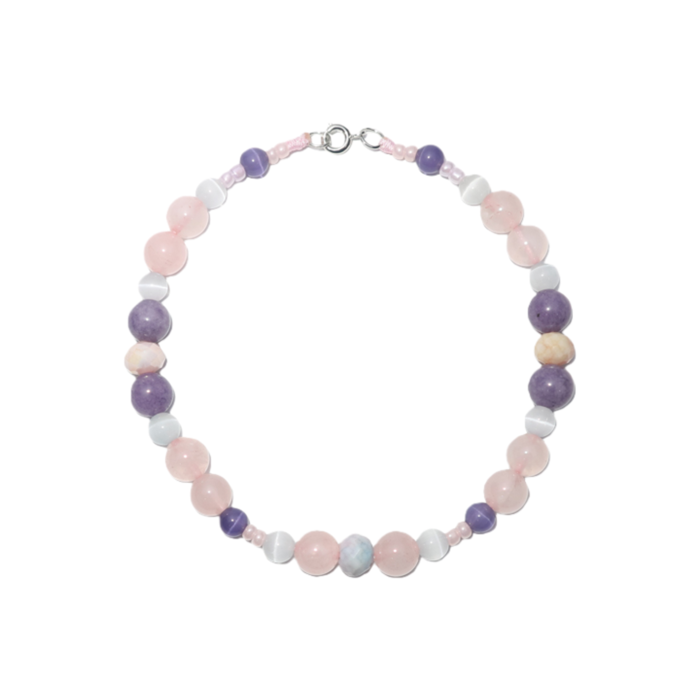 Pet Necklace Pink Purple Sweet Dream Natural Stone