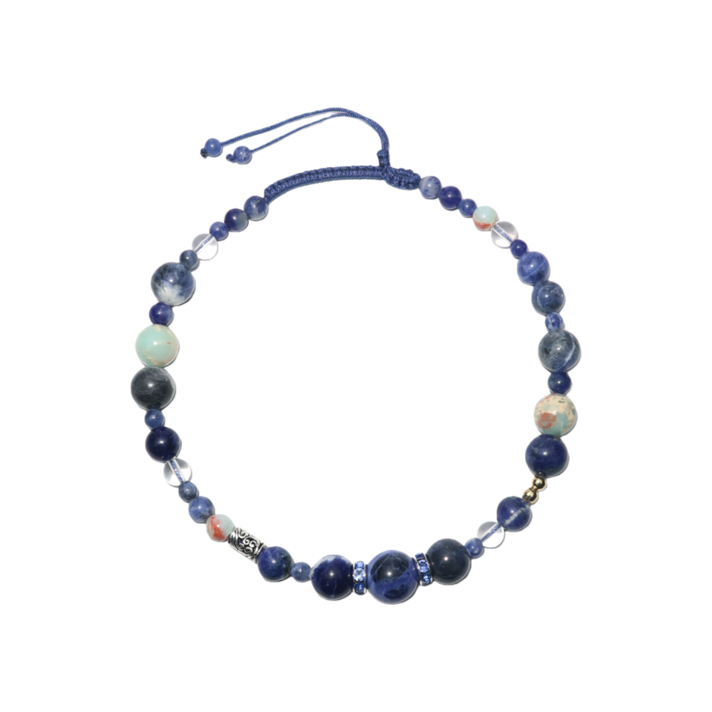 Pet Necklace Deep Sea Star Blue Lace Stone Woven