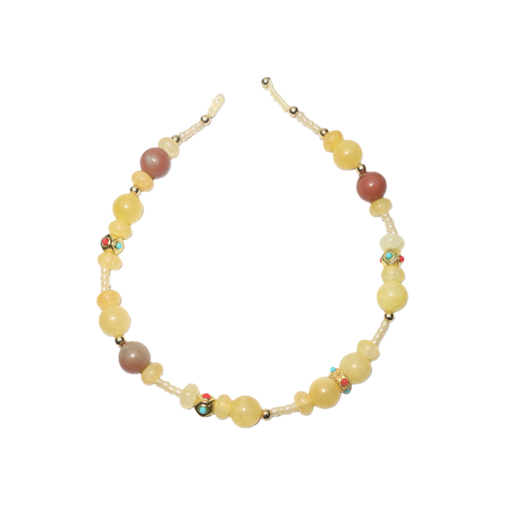 Pet Necklace Warm Sun Amber-Style Natural Stone