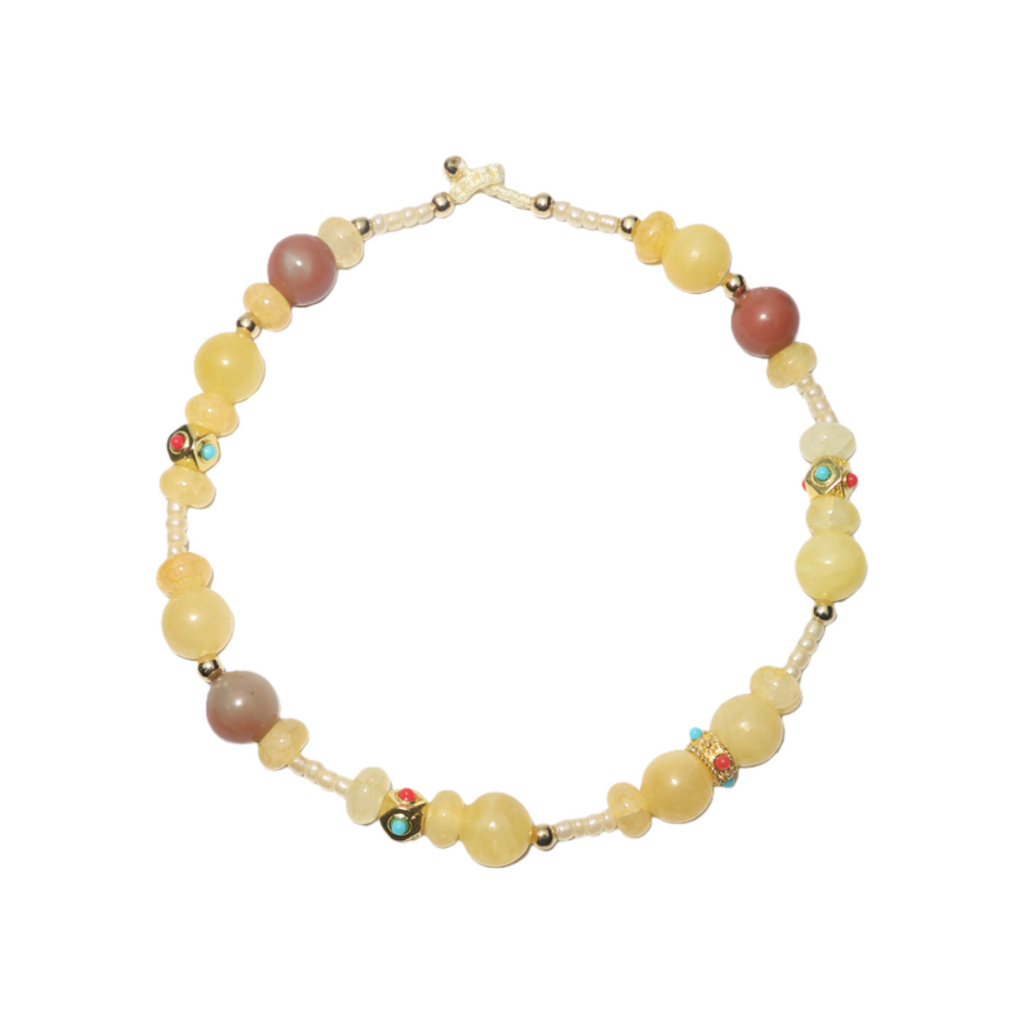 Pet Necklace Warm Sun Amber-Style Natural Stone