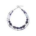 Pet Necklace Purple Mist Galaxy Double-Layer Beaded