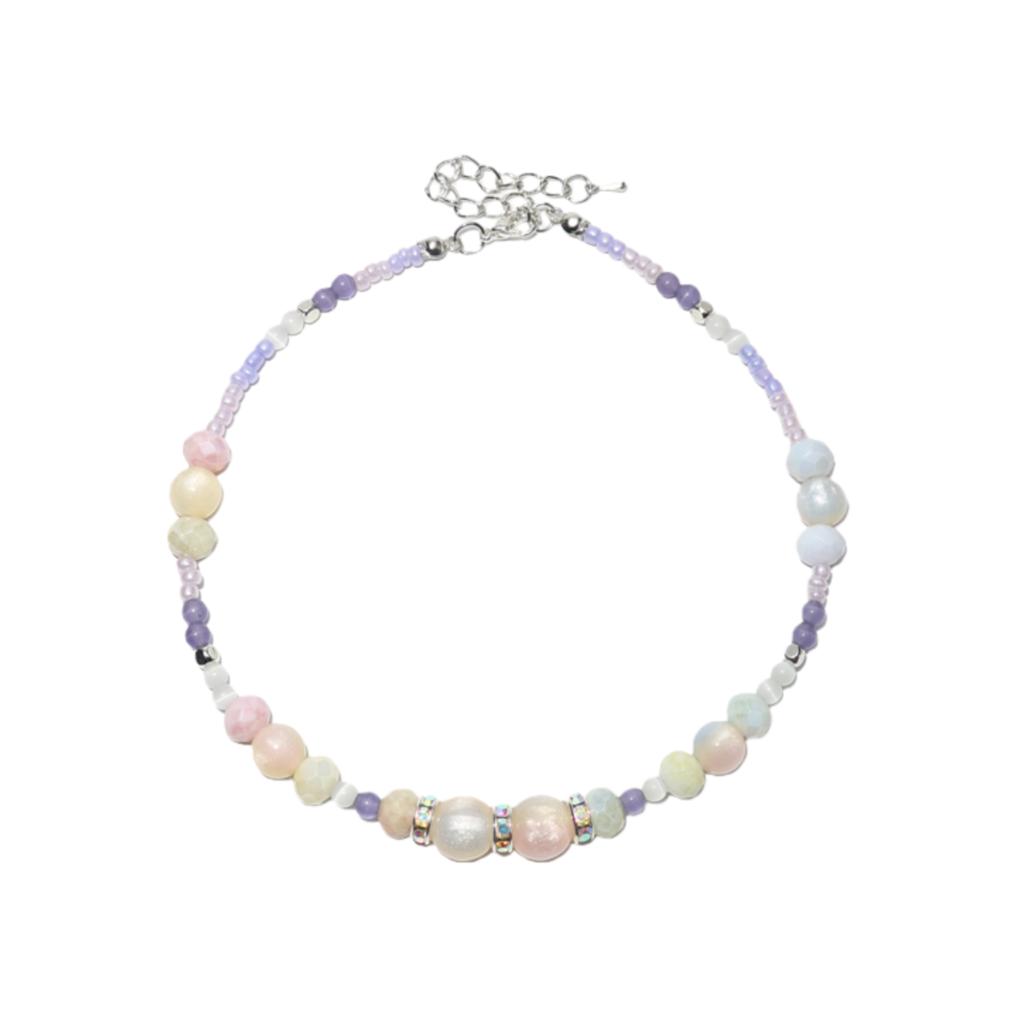 Pet Necklace Rainbow Cotton Candy Natural Stone