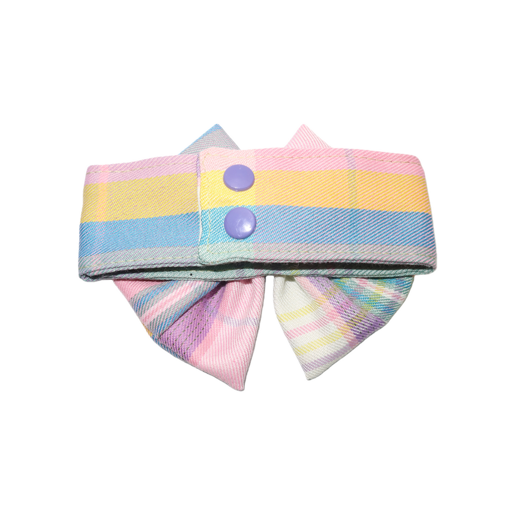 Rainbow Macaron Plaid Woven Cotton Pet Bow Collar
