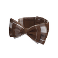 Retro Brown and White Plaid Cotton Pet Bow Tie Collar