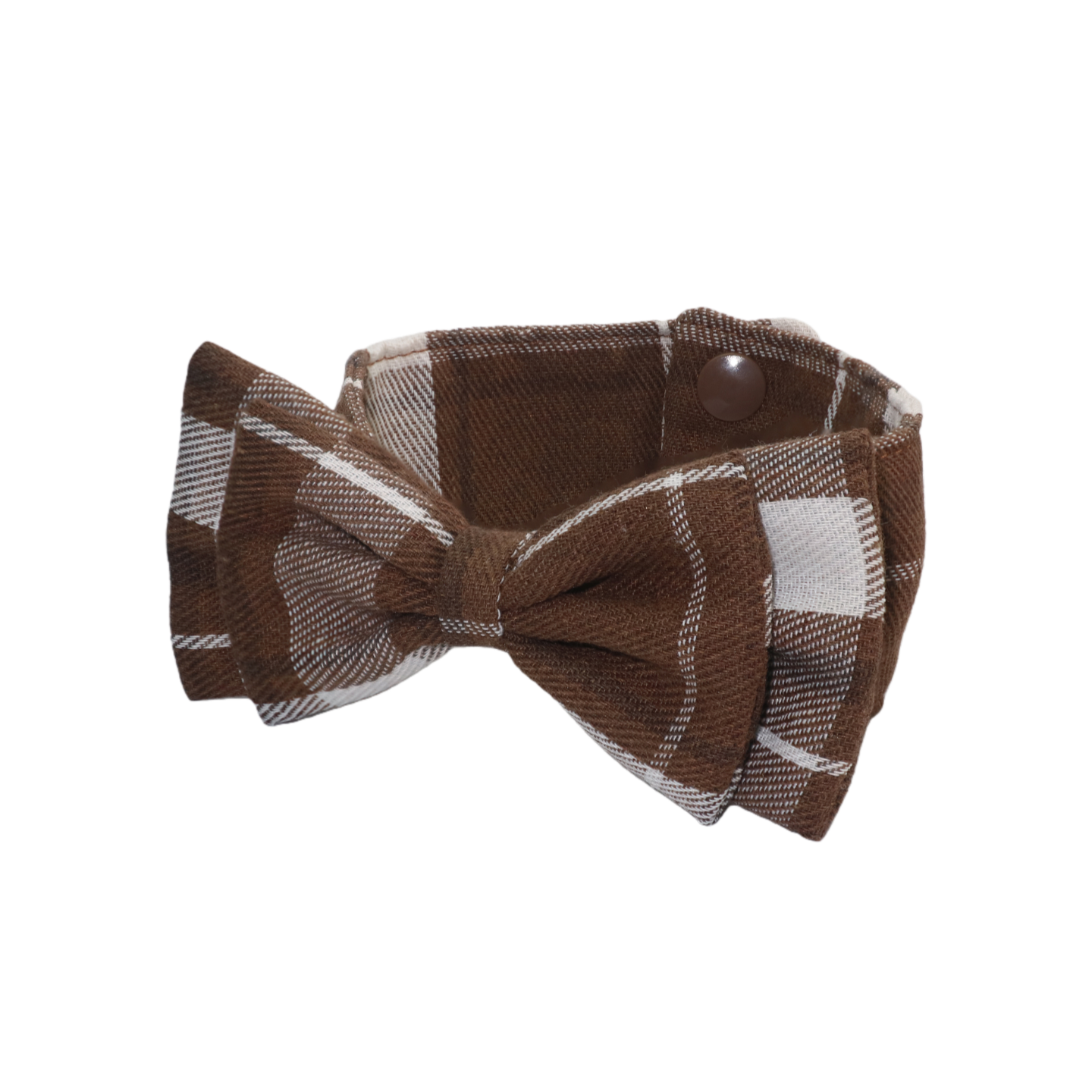 Retro Brown and White Plaid Cotton Pet Bow Tie Collar