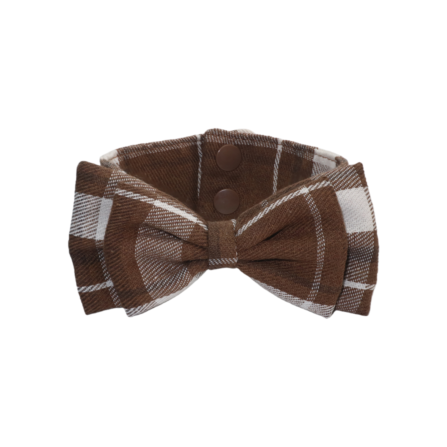 Retro Brown and White Plaid Cotton Pet Bow Tie Collar