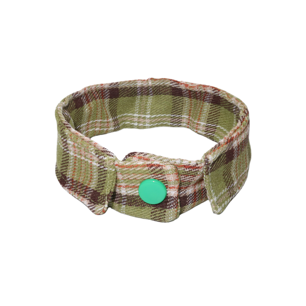 Forest Style Green-Brown Plaid Pet Collar Tie