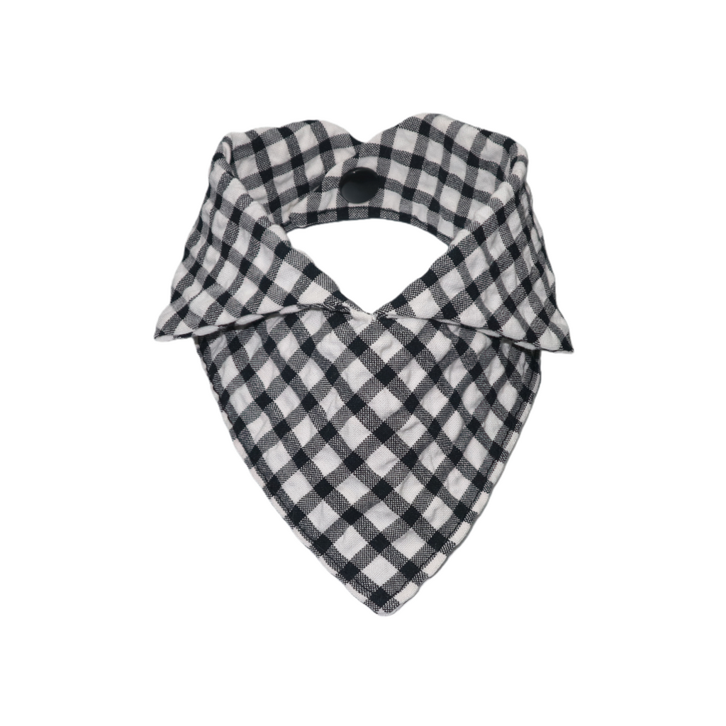 Black and White Plaid Academy Style Pet Bandana Bib