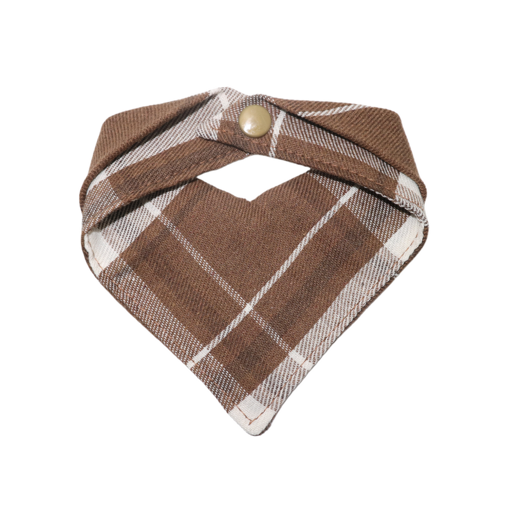 Brown and White Plaid Retro Dog Pet Bandana Bib