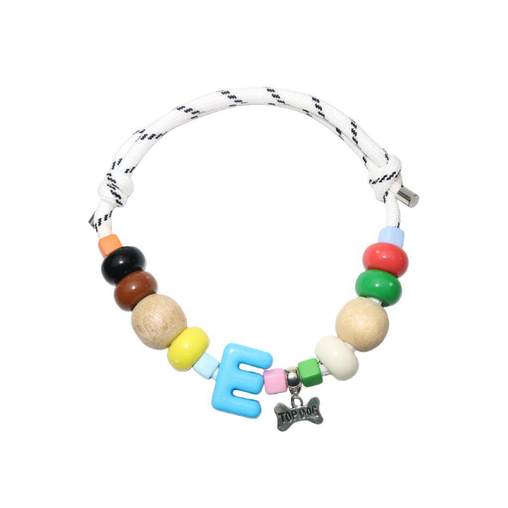 Sandalwood Pet Necklace Vibrant Color-Block Customizable Letter Pendant