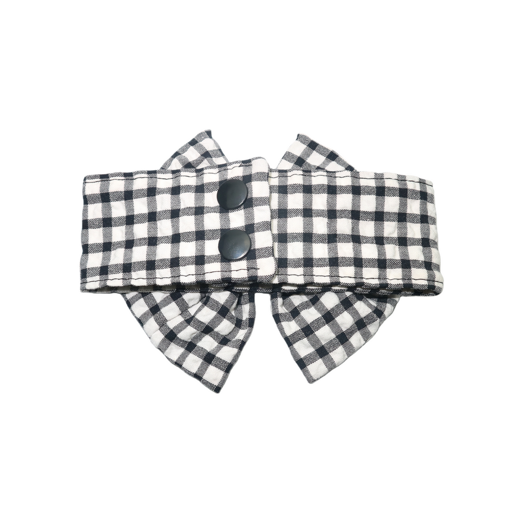 Retro Black and White Plaid Cotton Bow Tie Collar for Cats and Dogs