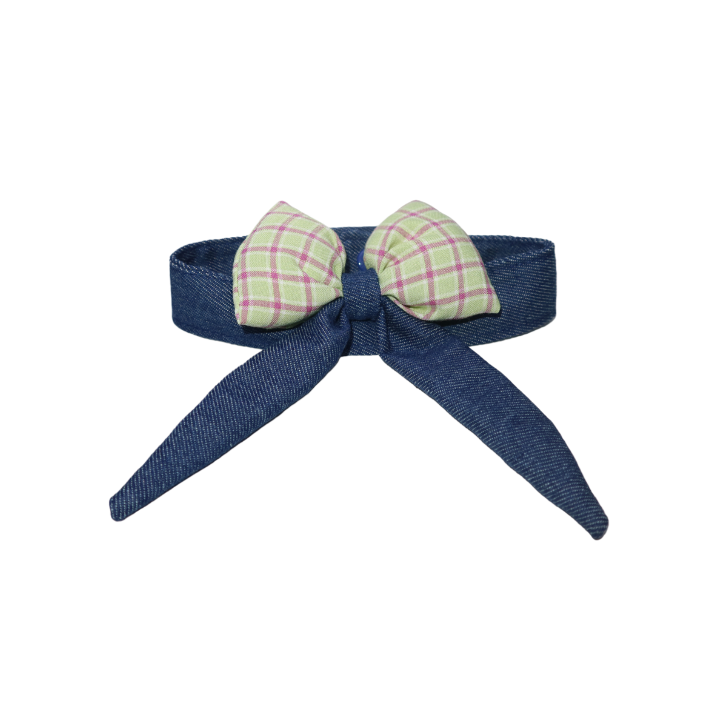 Denim Patchwork Plaid Pet Bowtie Collar