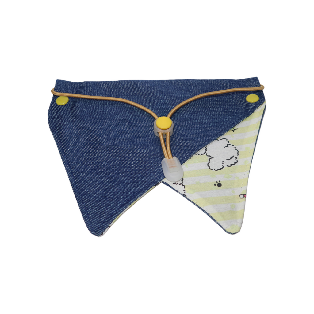 Denim Bear Embroidered Double-Sided Adjustable Pet Bib