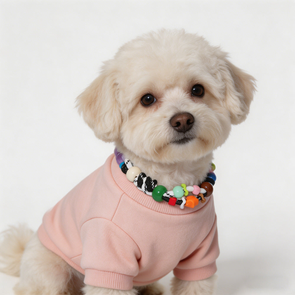 DIY Adjustable Rainbow Beaded Pet Necklace | Handwoven Necklace for Dogs & Cats