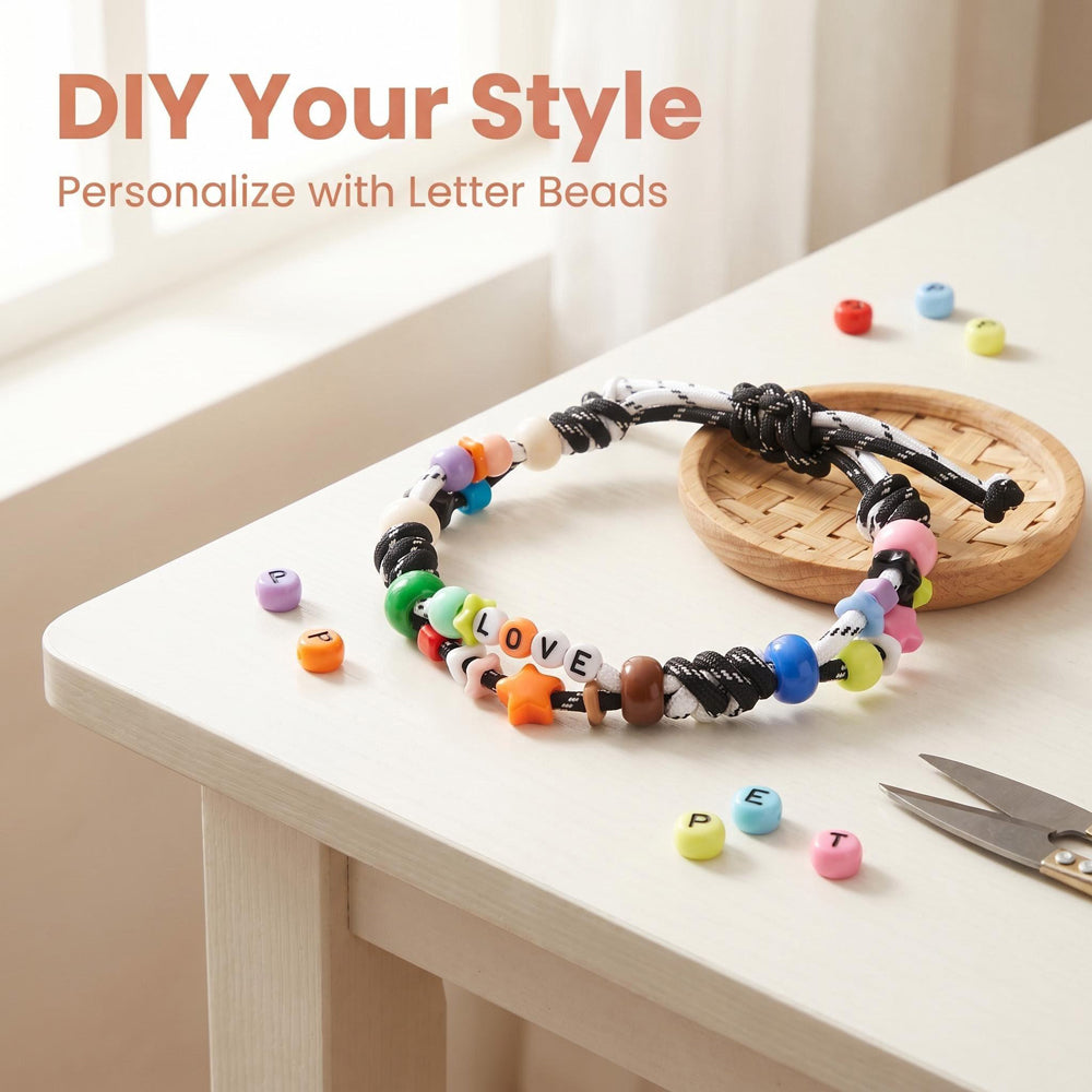 DIY Adjustable Rainbow Beaded Pet Necklace | Handwoven Necklace for Dogs & Cats