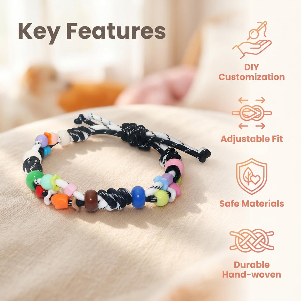 DIY Adjustable Rainbow Beaded Pet Necklace | Handwoven Necklace for Dogs & Cats