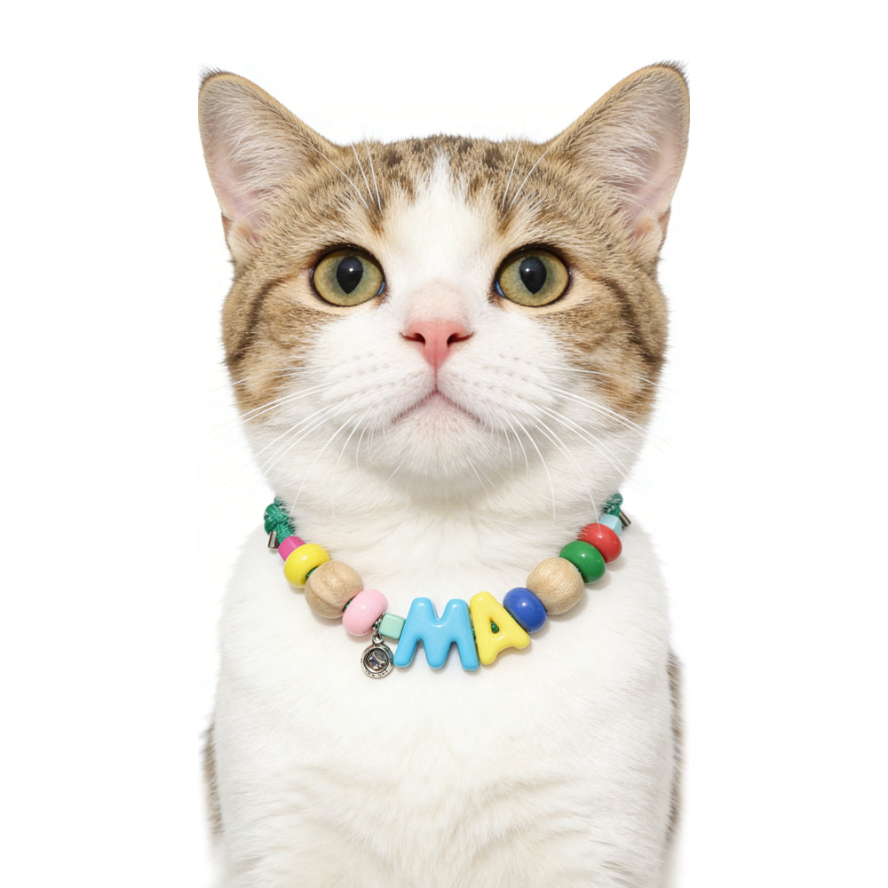Pet Dog Necklace Forest Style Color-Block Customizable Letter Pendant