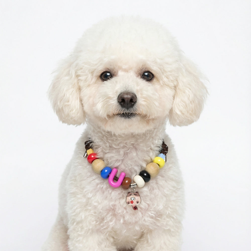 Warm Brown Playful Customizable Letter Pendant Sandalwood Pet Necklace