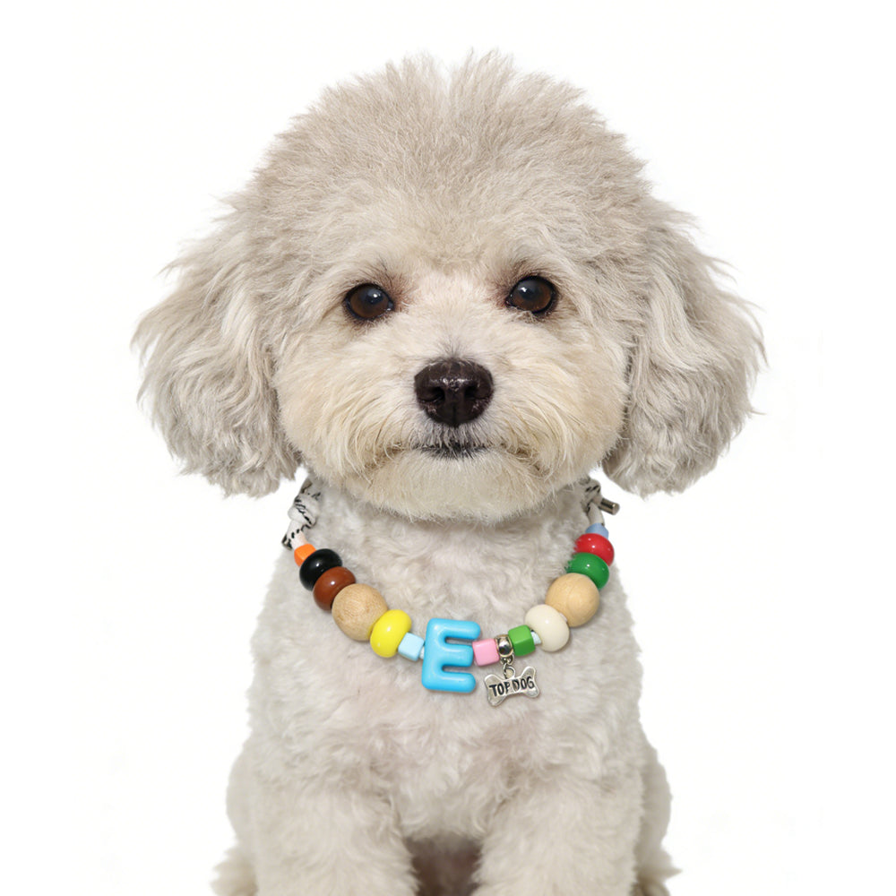 Sandalwood Pet Necklace Vibrant Color-Block Customizable Letter Pendant