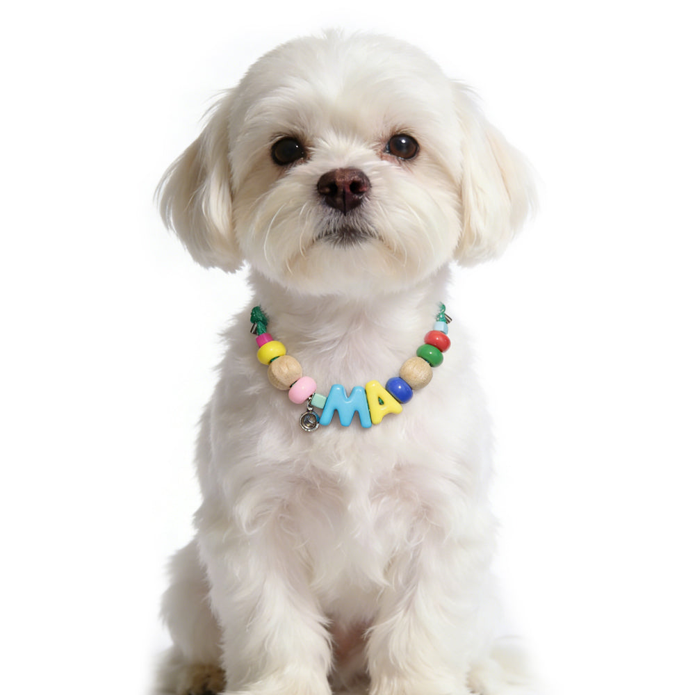 Pet Dog Necklace Forest Style Color-Block Customizable Letter Pendant