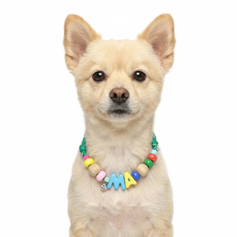 Pet Dog Necklace Forest Style Color-Block Customizable Letter Pendant