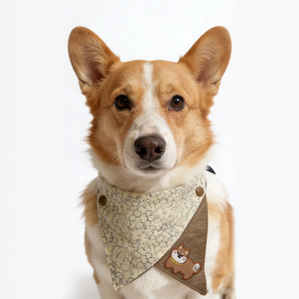 Shiba Inu Embroidered Double-Sided Pet Bib