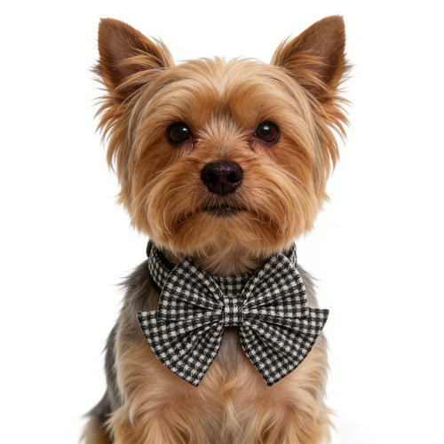 Classic Houndstooth Cotton Bow Tie Collar for Dogs