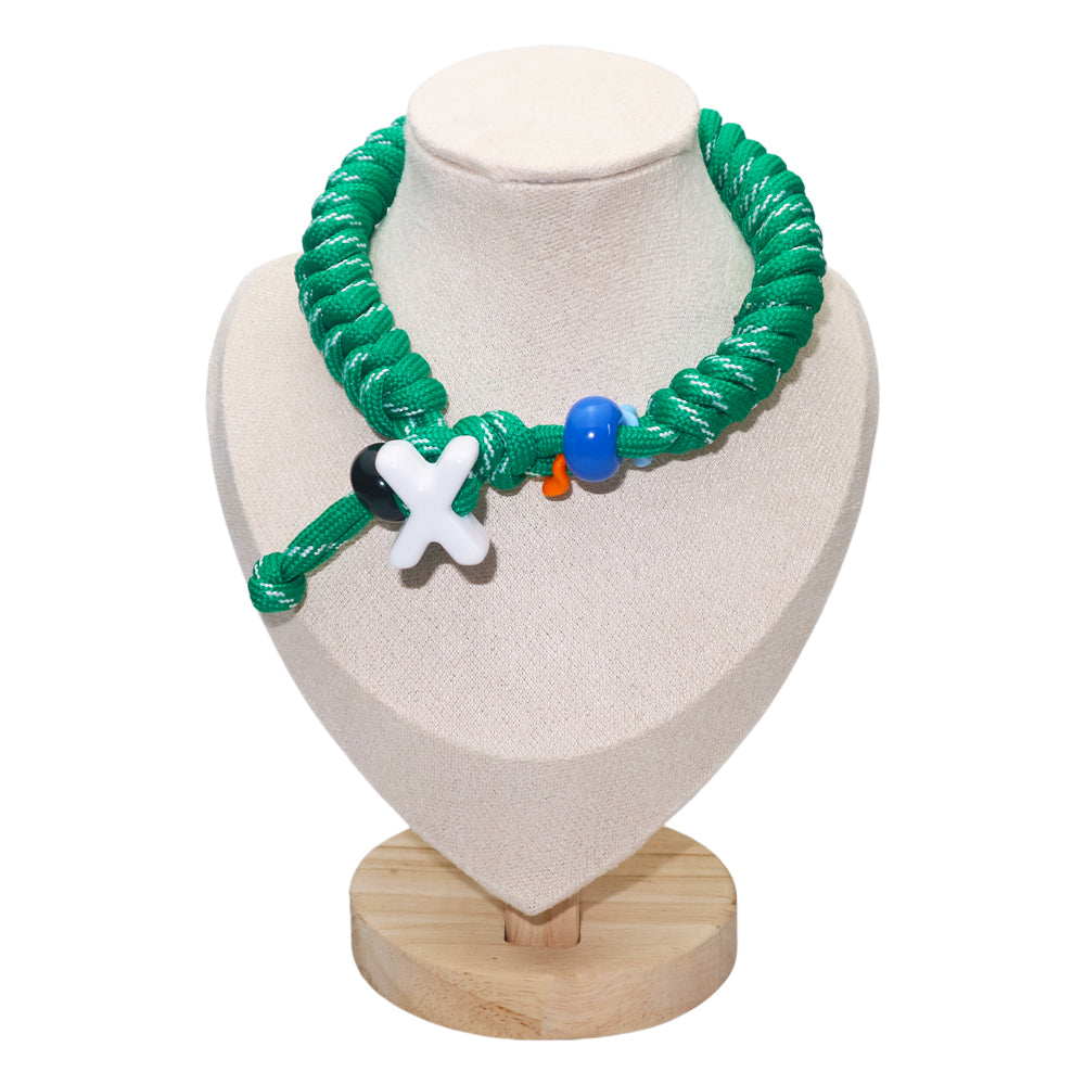 DIY Letters Vintage Green Woven Pet Necklace